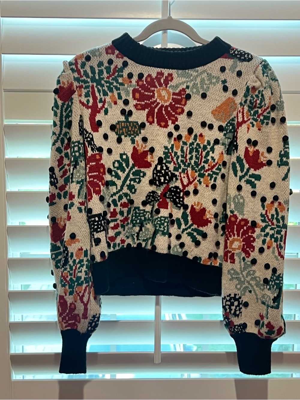 Farm Rio Mushroom Forest Puff Sleeve Sweater, Size M